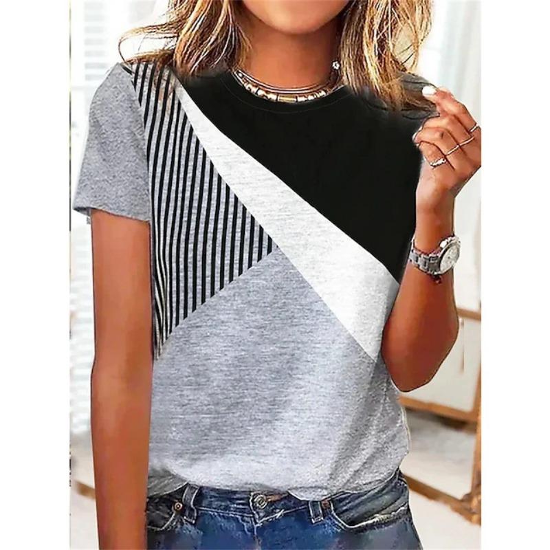 Summer New Loose and Trendy 3D Printed Casual Round Neck Short Sleeved T-shirt