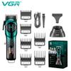 VGR 166 Professional Intelligent Digital Rechargeable Hair Clipper with Gradient Ribbon Base Adjustable Electric Push Shear Hair Clipper Shape Carving