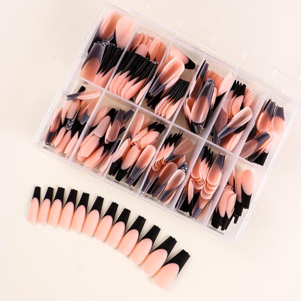 European American Medium Almond French Pointed Wearable False Nails - 360 Pieces