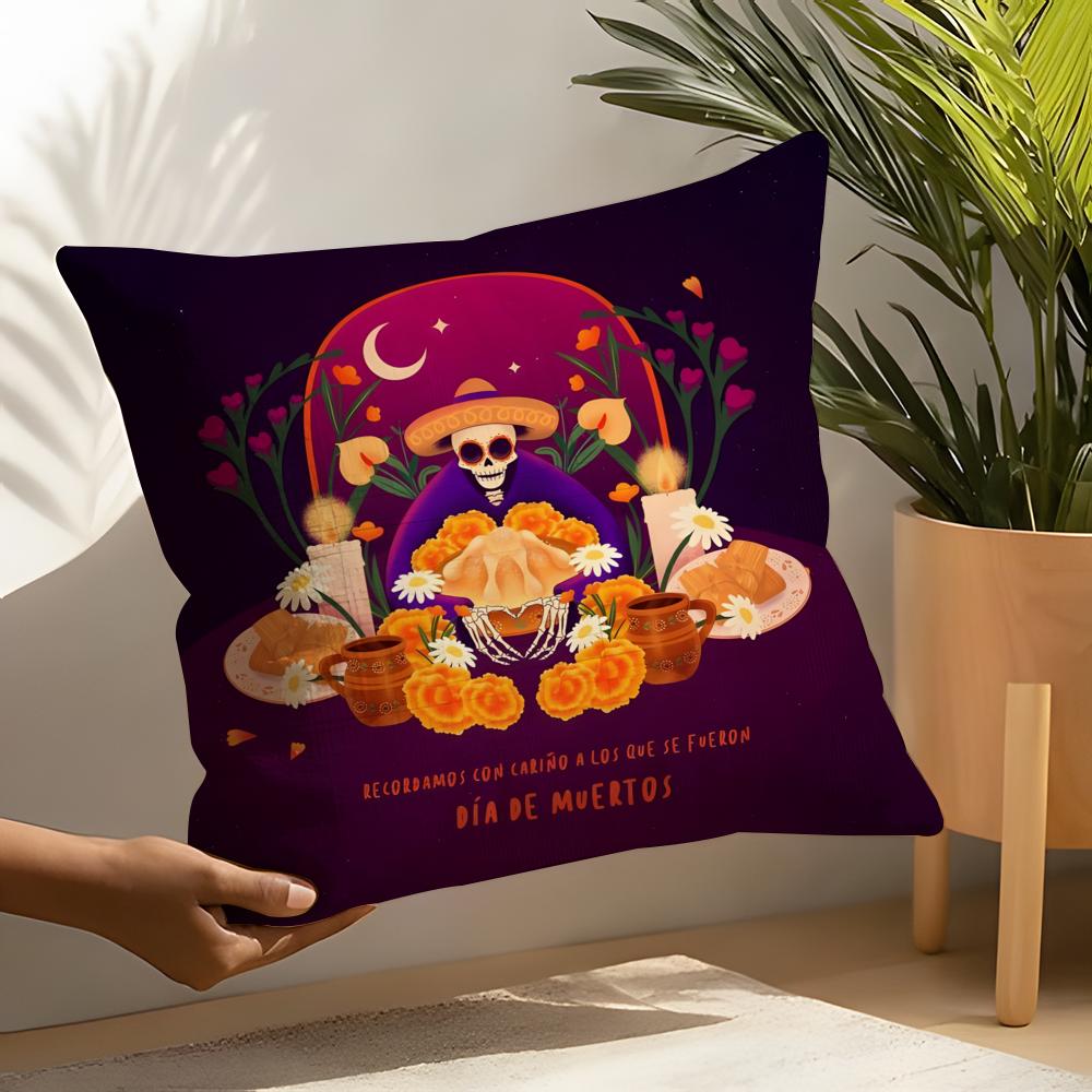 Festival D-Dia De Muertos 1 Pillow Case Linen Cushion Covers For Decorative Sofa Home Pillows Case Car Chair Pillows Cases