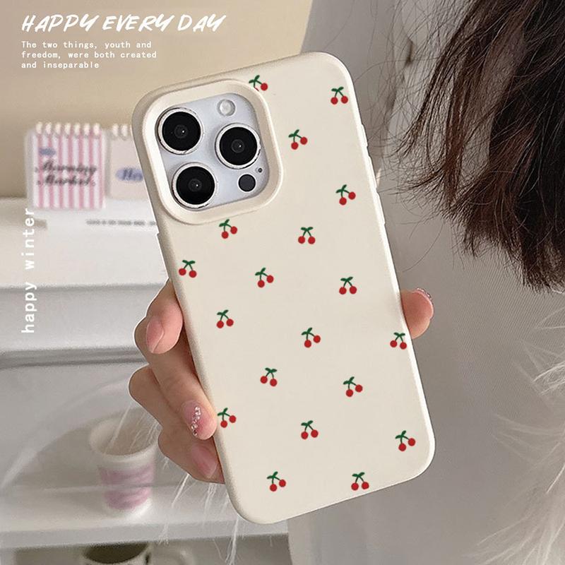 For iPhone 17 16 15 14 13 12 11 Pro Max Case Cute Cartoon Cherry Graphic Silicone Phone Cover For iPhone 15 16 Plus Soft Fundas