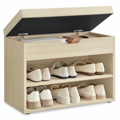 Beige Shoe Cabinet with Storage