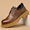 Men's Leather Casual Work Shoes Non-slip Thick Rubber Sole Stylish Low-top Boots Comfortable Outdoor Trendy Casual Shoes for Men