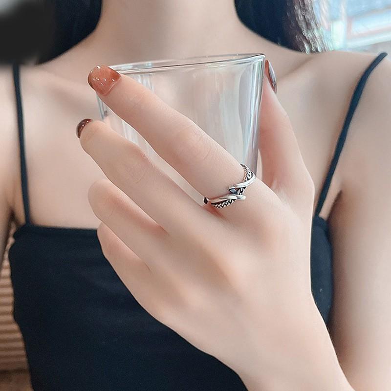 Adjustable Open Ring Men Women Sterling Geometric Vintage Style Band Finger