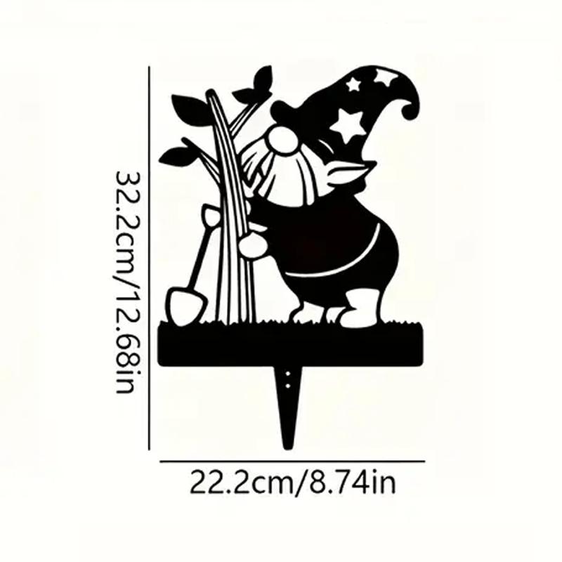 Gnome Garden Stake, Metal Polypropylene Classic Style Christmas Decor, Nature Themed Outdoor Yard Art, No Electricity Floor