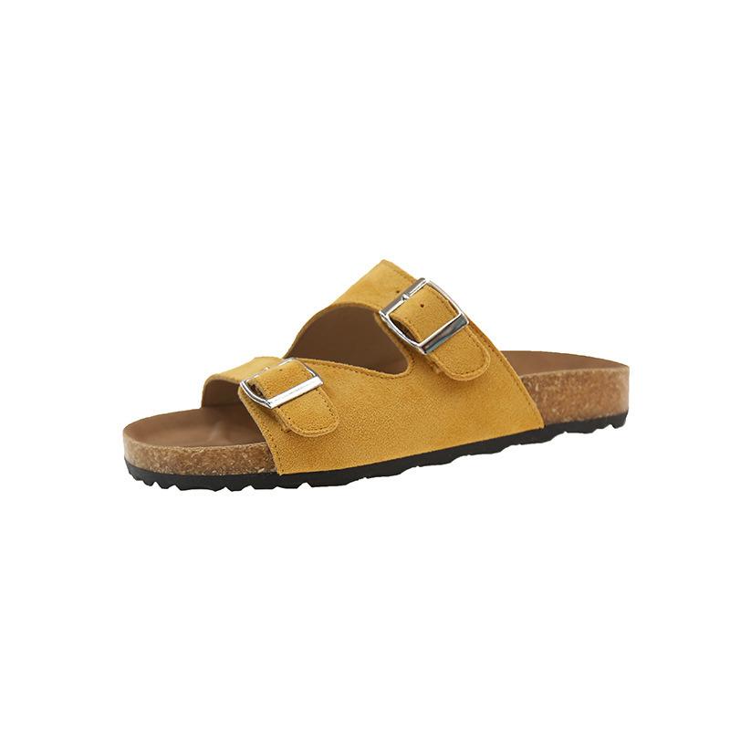 

Outer wear temperament new cool slippers fashionable lightweight thick-soled slippers metal Korean version one-word drag women s belt buckle summer 40 жёлтый