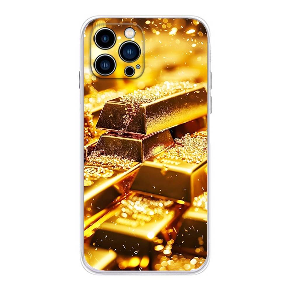 Money Gold Art Phone Case for iPhone 16,15,14,13,12,11 Pro,Max,17,Air,E,Mini Anti-Fingerprint Anti-Shock Rear Cover
