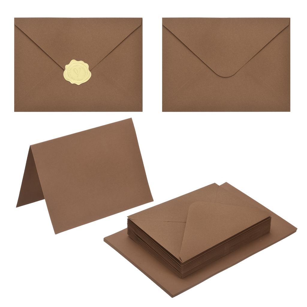 20Sets 4x6 Blank Cards and Envelopes V Flap A6 Envelopes with Cardstock & Gold Stickers for Greeting Cards Wedding Invitations