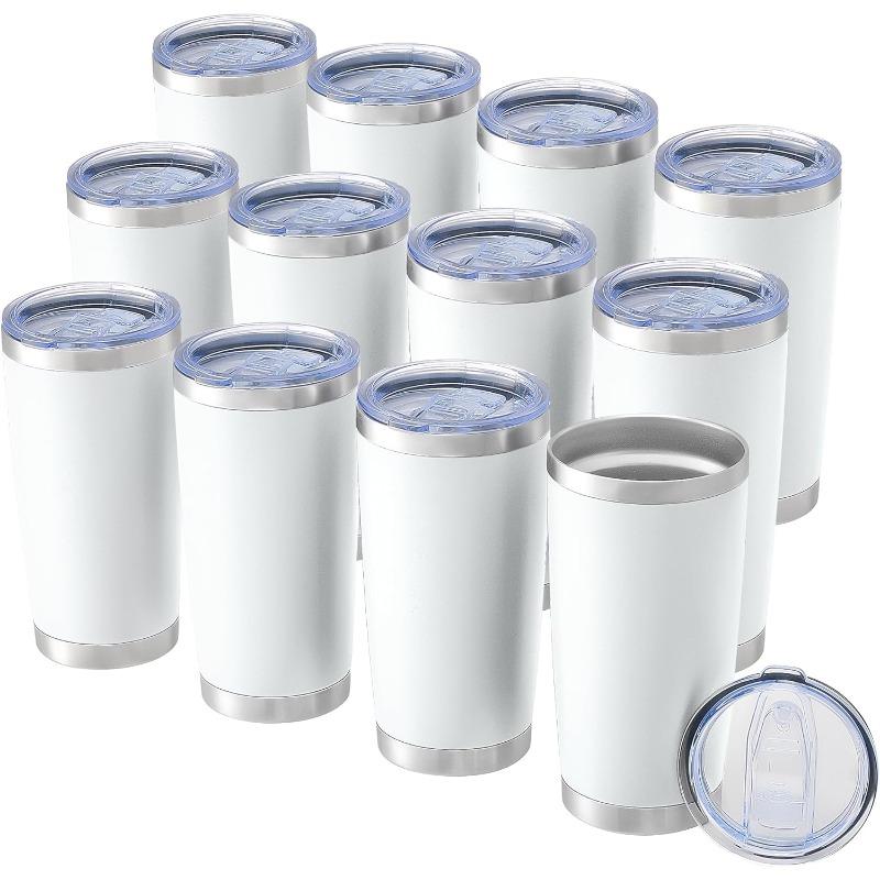 

20oz Tumblers Bulk, 12pc Stainless Steel Tumbler Set with Lid & Straw, Double Wall Vacuum Insulated Mug for Laser Engraver