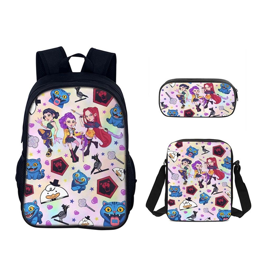 Ryggsekk Tegneserie Djevel Anime Lett Reise Fritidsryggsekk Laptopveske Skoleveske Tredelt Sett