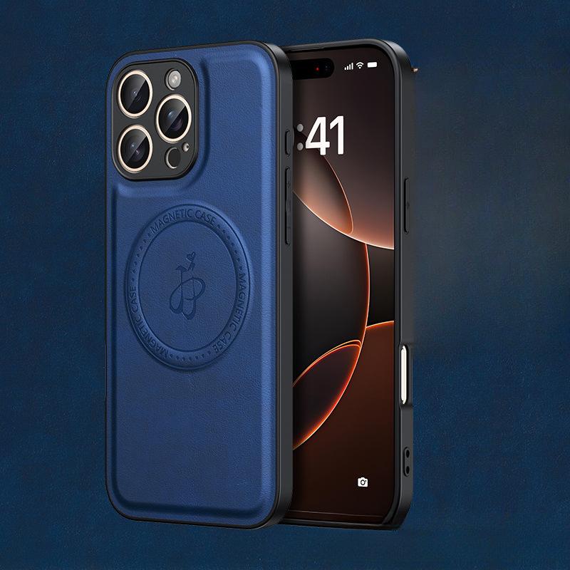 High-End Magnetische Ständer-Handyhülle mit Ledertextur, Apple 16PROMAXiPhone15 Schutzhülle 11