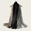 New high-quality double-needle human cotton scarf casual versatile bag headscarf watercolor gradual change color striped long scarf