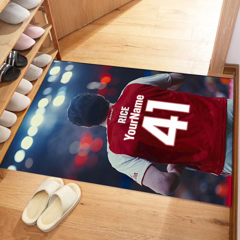 Arsenal Customize Your Name Floor Rug Office Rug Design for Outdoor Balcony Foyer Playrooms Anti-slip Rug Anime Office Decor
