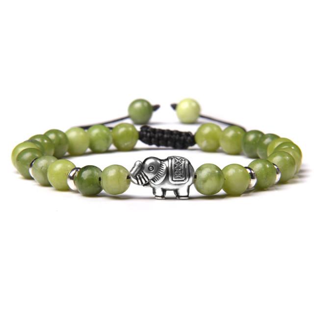 Pulseira trançada de pedra natural, jades verdes, turquesas africanas, contas, pulseiras de corda ajustáveis para homens e mulheres, presente criativo