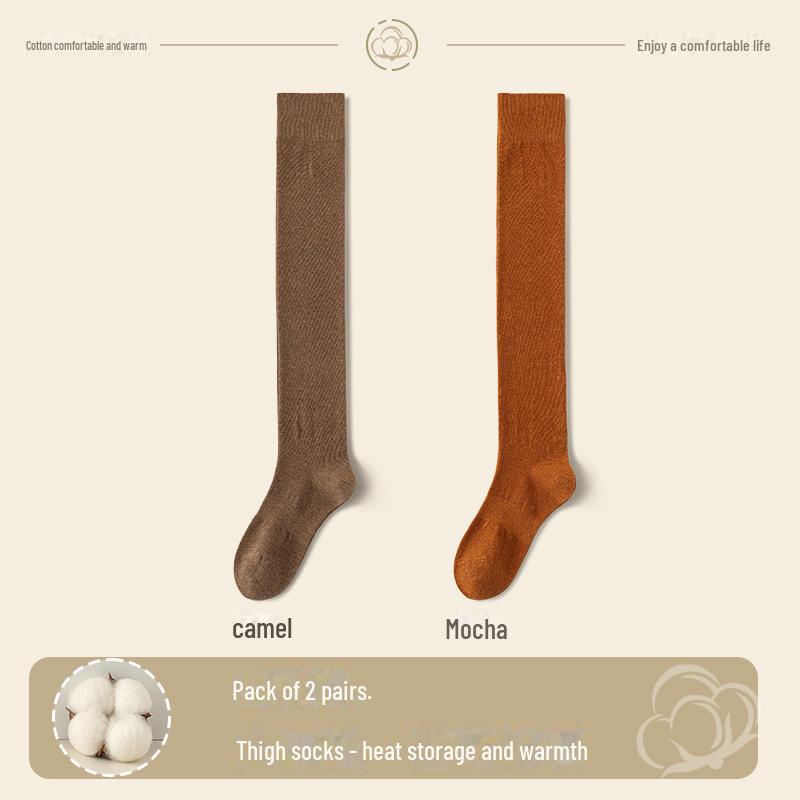 Chaussettes montantes en coton pour femmes: Longueur cuisse, Chaud, Antidérapant, Design sans armatures pour le printemps et l'automne