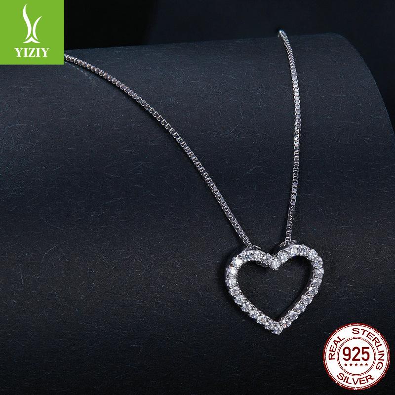 Heart-Shaped Moissanite Necklace For Women, Simple Classic S925 Sterling Silver Collarbone Chain For Girlfriend