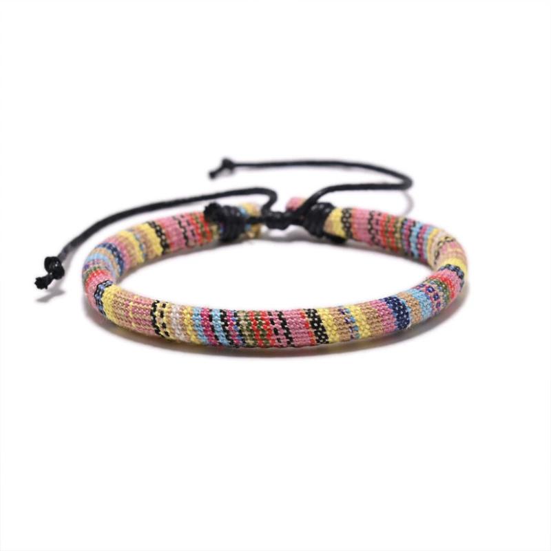 Bohemia Colorful Woven Bracelet Rope String Adjustable Rope Braided Anklets Handmade Friendship Bangles for Men Women Child