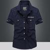 Men Multi Pockets Tooling Shirts Summer Short Sleeve Shirts High Quality Men Cotton Casual Shirts Size 5XL