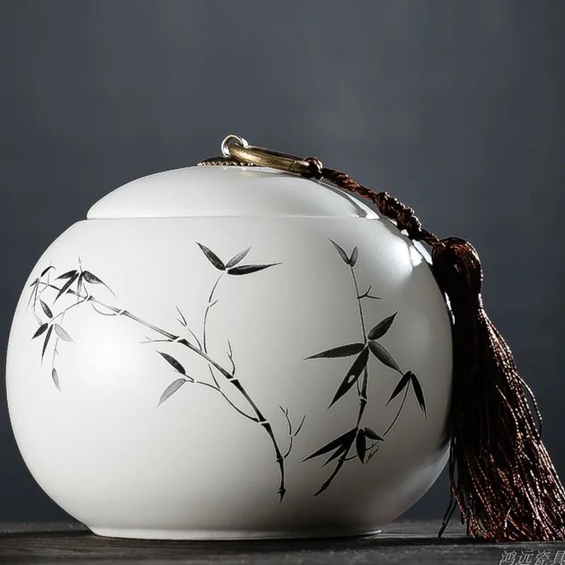Large Capacity Ceramic Tea Caddy Portable Sealed Travel Tea Jar Candy Coffee Storage Spice Container Tea Boxes Storage Tank