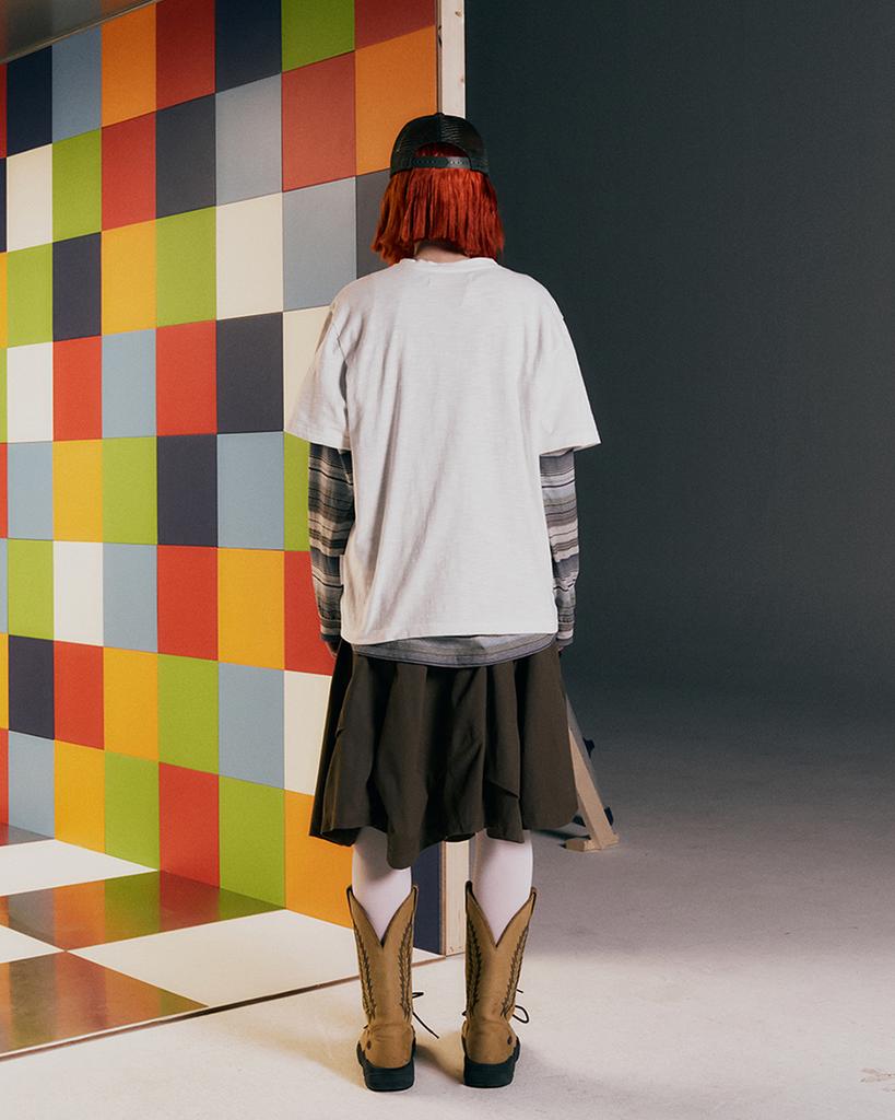 The Museum Visitor W Zipper Gored Skirt (Khaki Brown)