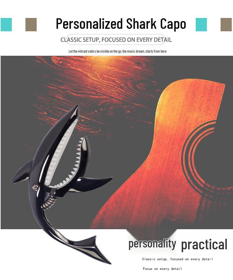 Shark Capo: Zinc Alloy Transposition Capo for Folk Guitar with Flannel Bag Packaging.