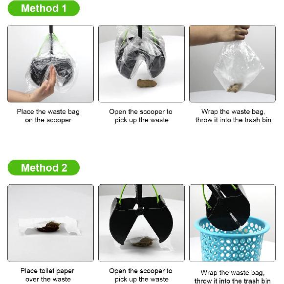 SZHLUX 28" Pooper Scooper, Foldable Dog Pooper Scooper with Unbreakable Material and Durable Spring for Grass and Gravel, Green