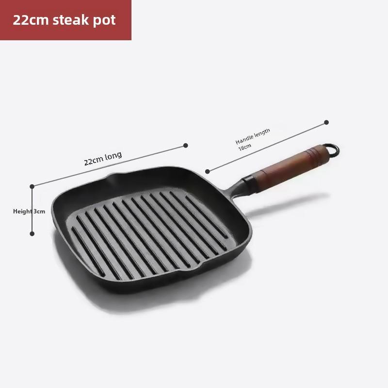 24 cm litinová pánev s pruhovaným steakem, nepotažená a nepřilnavá