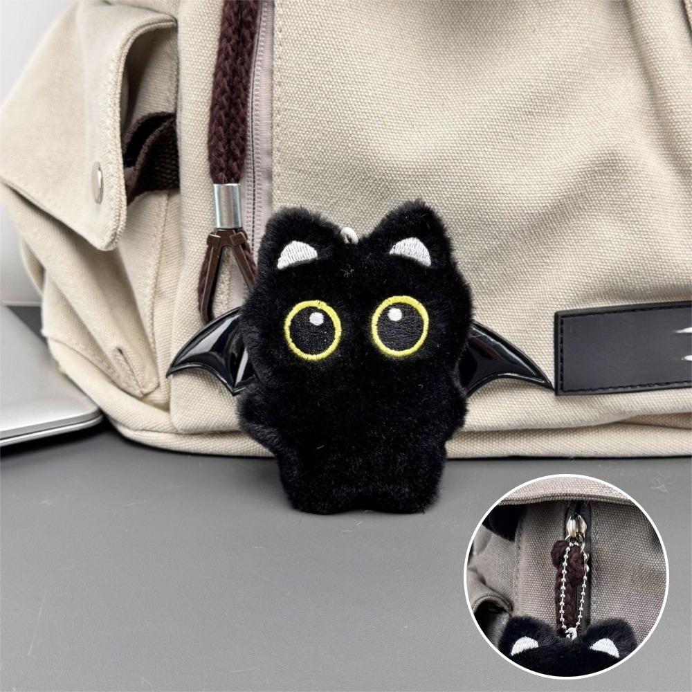 Cute Fish Black Cat Plush Doll Keychain Bib Strawberry Doll Bag Pendant Wings Car Key Ring Gifts