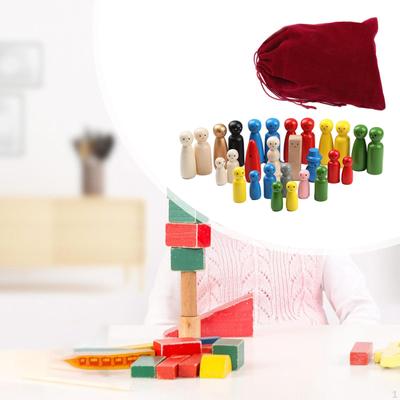 28Pcs Wooden Peg Dolls, Mini Dolls Dollhouse Figures Ornaments People Playset for