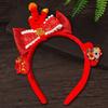 Headwear New Year Hair Hoop Embroidered Bow Ancient Style Hairband Red Plush Headband  Festival
