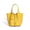 Large Size High-quality Leather Vegetable Basket, First Layer Cowhide Niche High-end Exquisite Portable Bucket Bag Women's Bag