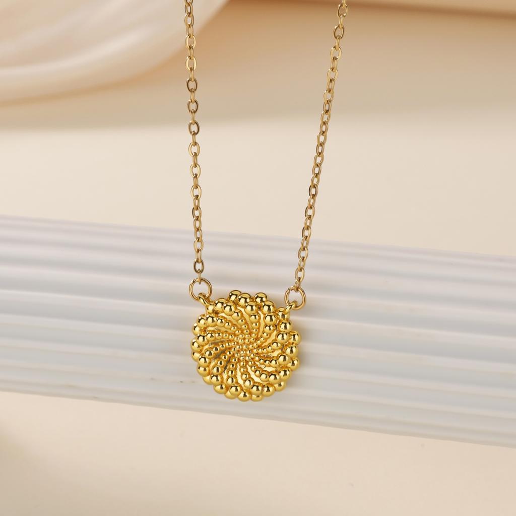 Stylish Stainless Steel Threaded Bead Flower Necklace for Women Mama 18K Gold-plated Necklace Choker Wedding Jewelry Accessories