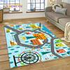 3D Highway Runway Playroom City Traffic Road Map Child PlayMat Rug Carpet for Living Room Bedroom Home Decor,Non-slip for Sofa