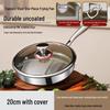 Titanium 316L Non-Stick Stainless Steel Frying Pan, Flat-Bottomed, Universal for Induction and Gas Stoves, Ideal for Commercial Use and Fried Eggs.