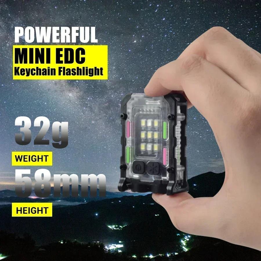Protable Bright Powerful Torch Light LED Multifunctional with Cap Clip Tail Magnt Work Light EDC Mini Keychain Flashlight