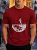 2026 New Arrival Pure Cotton Tshirt Creative Astronaut Mowing On The Moon Print Crew Neck Unisex Top Casual Short Sleeve