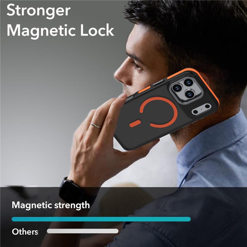 Applicable To Apple 17Pro Simple Skin Mobile Phone Case iPhone16Pro Max Magnetic Attraction Color Contrast Anti-drop Protective Case