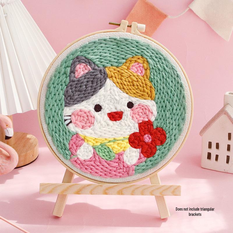 DIY Russian Punch Needle Kit: Handmade Beginner Cartoon Wool Painting