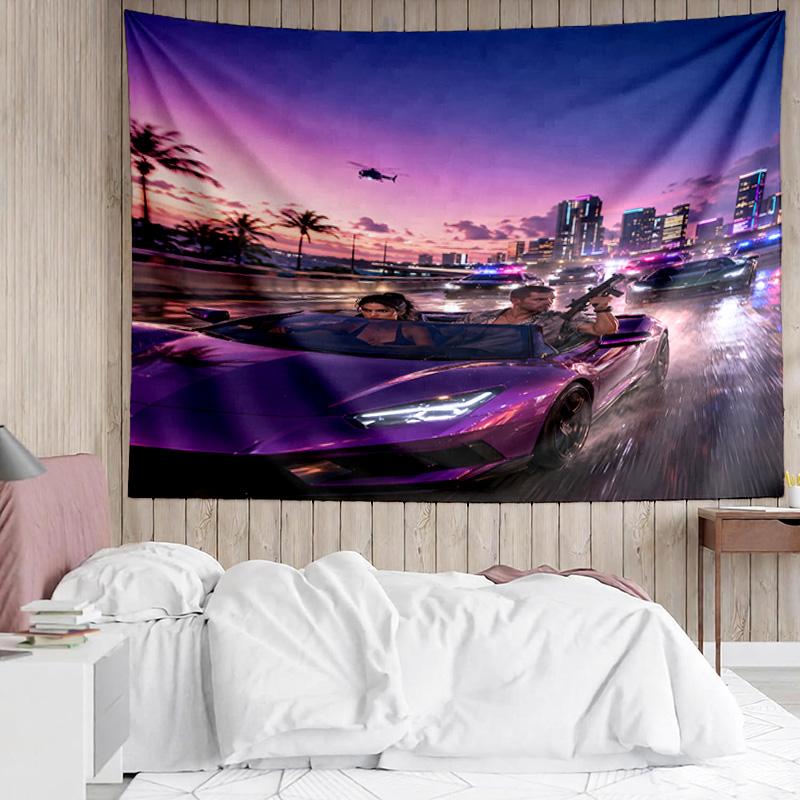 Game Grand Theft Auto Tapestry for Bedroom Aesthetic Classroom Tapestries Wall Hanging for Living Room Dorm Office,Ideal Creative Gift
