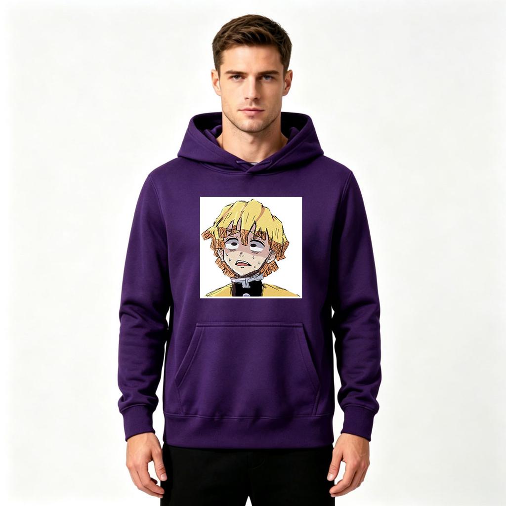 Men's Anime Character Print Pullover Hoodie Casual Long Sleeve Comfy Streetwear Tops for Daily Wear