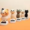 Resin Solar Powered Cat Ornament Cartoon No Battery Needed Cat Figurine Solar Energy Driven Automatic Auto Interior Accessory