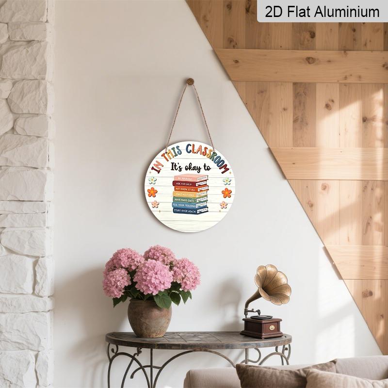 2D Flat, Retro-style High-end Aluminum Wall Decoration, Available in Multiple Sizes. Teacher-themed Signboard with Inspirational Quotes. Suitable for