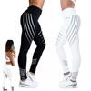 Damen Leggings mit hoher Taille Reflektierender Streifen Trainingshose Yogahose Sport Fitness Sexy