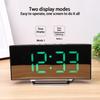 Curved Screen Mirror LED Digital Clock Creative Digital Alarm Clock with Large Display USB Charging Powered Bedside Table Clock