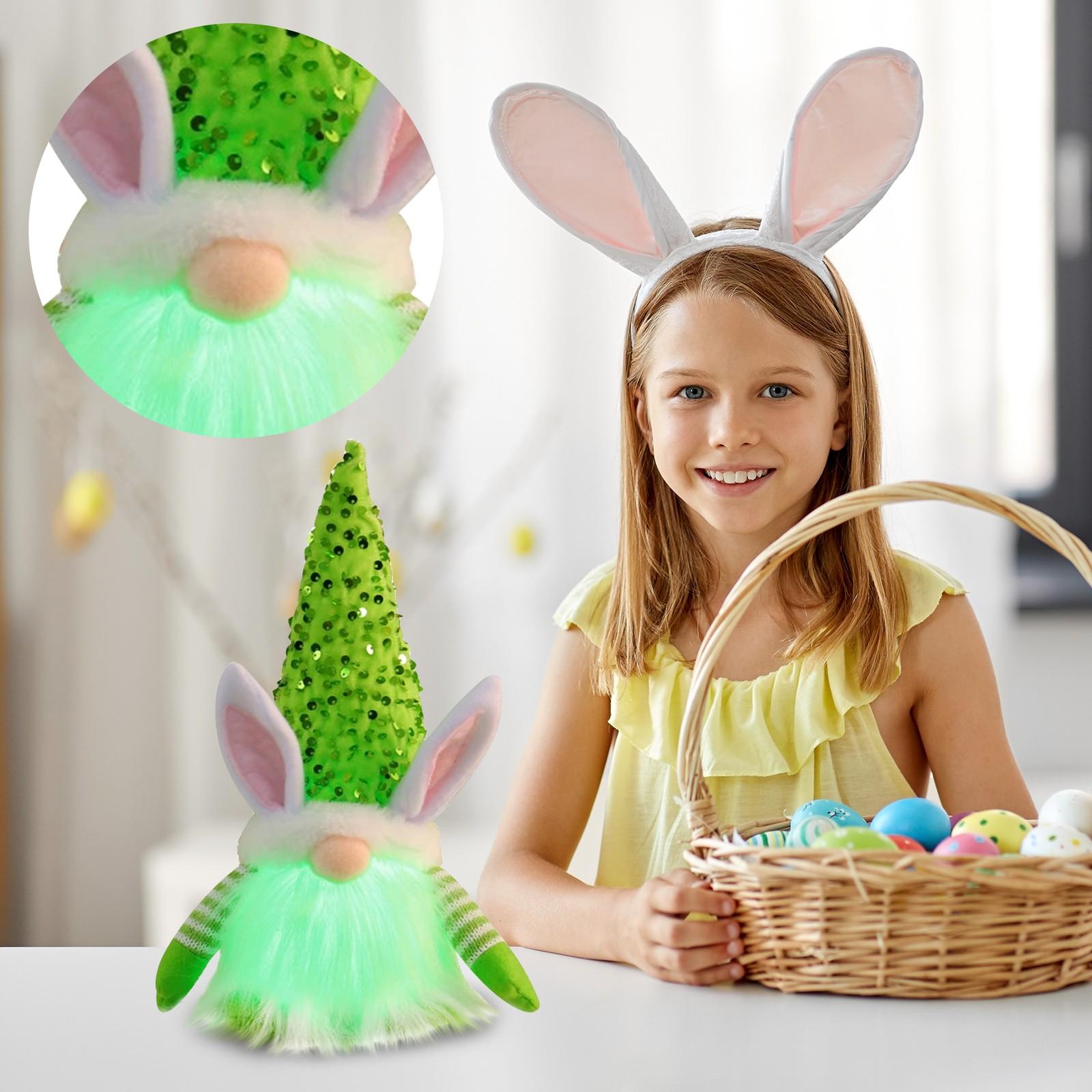 Пасхальные блестки Кролик светящаяся кукла Праздничные украшения Пара Кролик Гном Кукла Украшения One Size зелёный