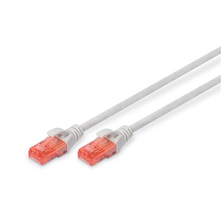 Digitus CAT 6 U-UTP Patch Cable 1m Gray, RJ45 Plug, Transparent Red Connector