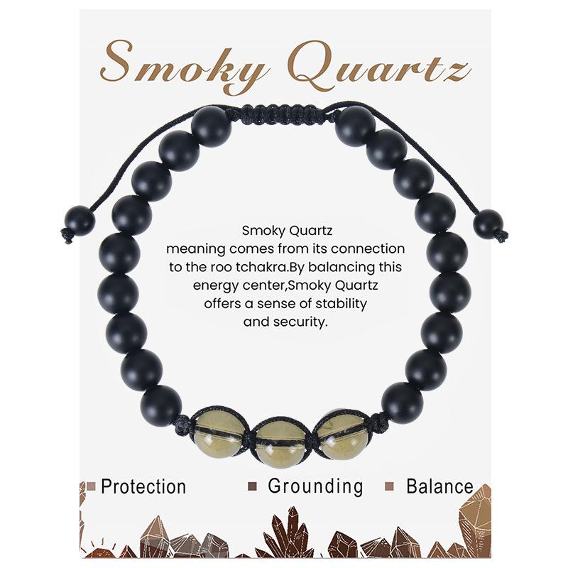 New Natural Stone Amethysts Bracelet with Card 8mm Pink Quartz Fluorite Beads Bracelet Adjustable for Women Men Couple