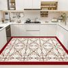 VIKAMA Vintage Floral Border Kitchen Rug, Non-Slip and Washable Living Room Mat, Kitchen, Dining Room, and Entryway Home Decor