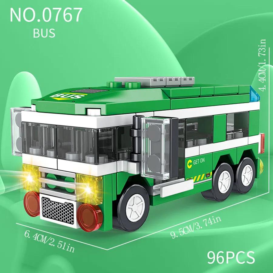 Funny building block city vehicle model, school bus, fire truck, ambulance, business car, nice holiday gift for friends