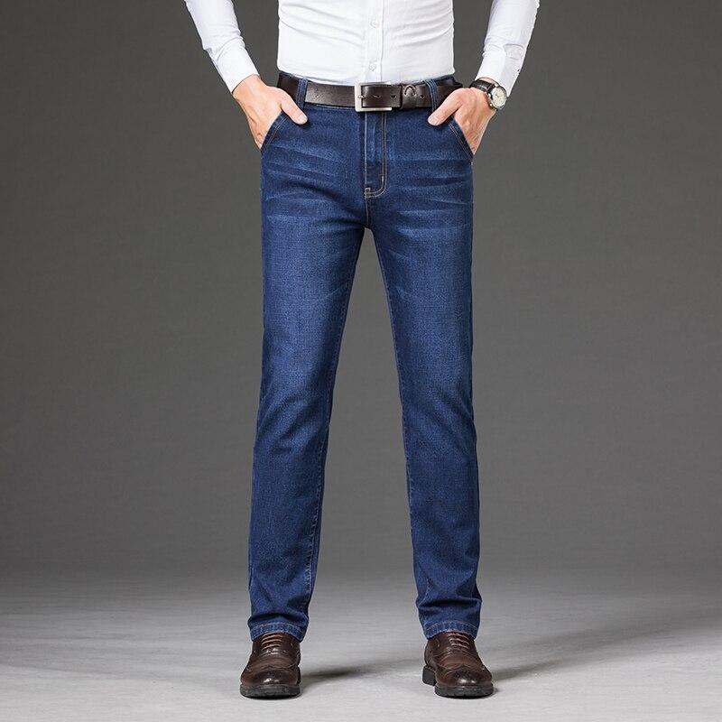 Blugi pentru bărbați de afaceri obișnuiți, drepti, cu lungime completă, pantaloni casual din denim, pantaloni elastici din țesătură elastică LY2011